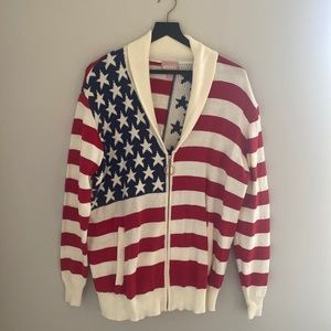 Never worn Show Me Your MUMU American Flag Cardigan that zips up in front